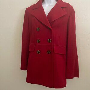 Red Double Breasted Jacket with Decorative Buttons